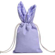Sacchetto con coulisse a forma di coniglietto pasquale in velluto viola, 12 pezzi