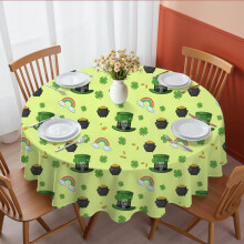 St. Patrick's Day and Rainbows Round Tablecloth 60", Wrinkle-Resistant Wipeable Cover for Kitchen, Dining, Picnic & Patio