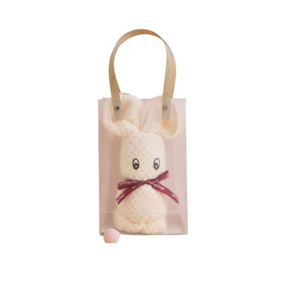 Coral Fleece Rabbit-Shaped Towel + PVC Gift Bag