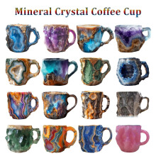 Tasses à café en cristal minéral, fabriquées à la main à double paroi en résine et doublure intérieure en acier inoxydable, compatibles avec