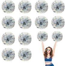 Cheerleader Pom Poms 12 Pack Sports Dance Cheering Plastic Metallic Cheerleading Pom Poms for Kids Adults