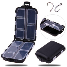 Multipurpose Plastic Storage Box with 10 Compartments – Fishing Hook Organizer, Durable Black Tackle & Craft Storage