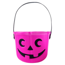 6" Halloween Pumpkin Bucket for Trick or Treat – Orange Jack O'Lantern Candy Tote with Handle, Compatible with Party Favors & Harvest Decor