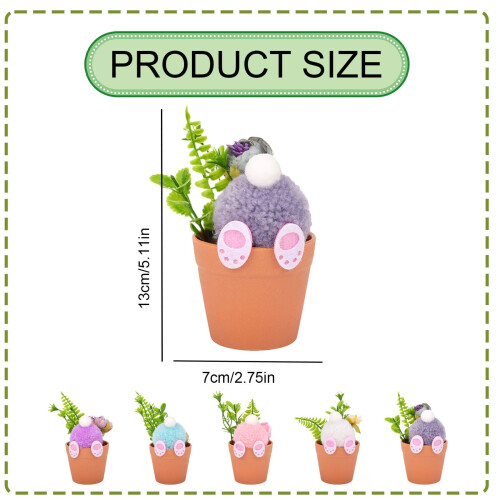 1 Pc Easter Flower Pot Decor with Plush Bunny Tail, Spring Artificial Flowers, Tabletop Centerpiece for Easter Egg Party – White 2
