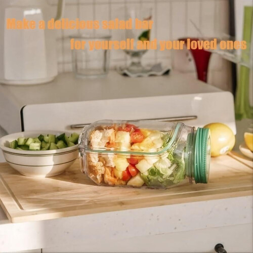 Conjunto de 3 Potes para Salada Portáteis com Abertura Lateral 1