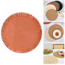 Autumn Round Paper Placemats by Homng – Woven Table Mats for Kitchen, Restaurant, Farmhouse, Thanksgiving & Christmas – Heat Resistant