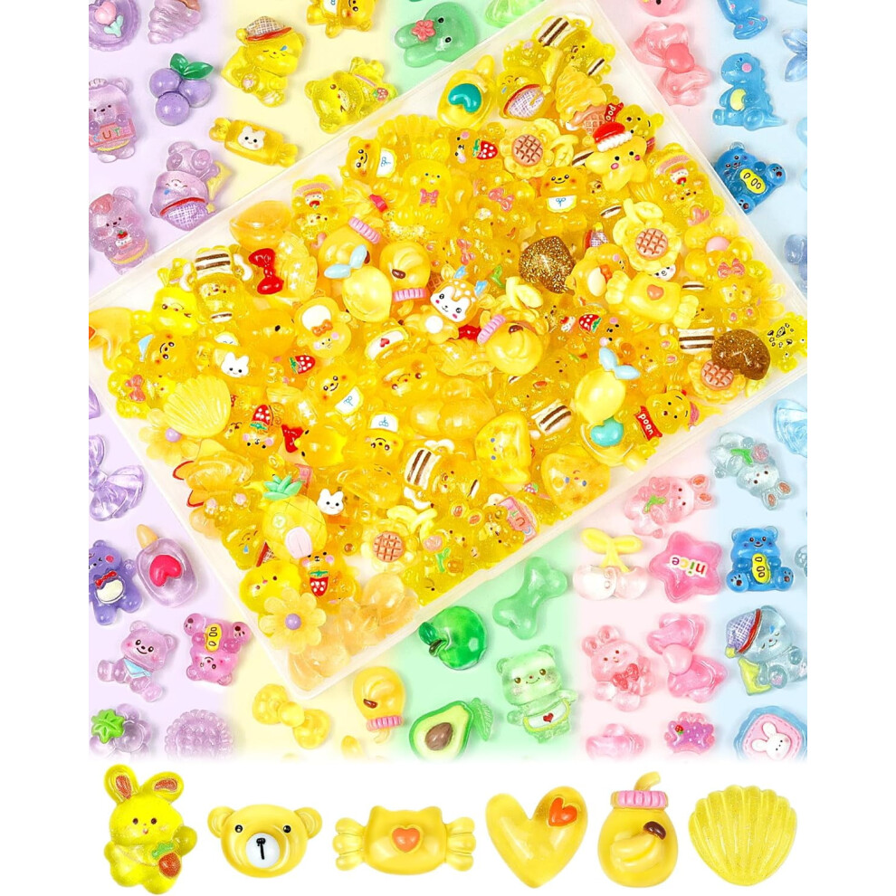 Slime Charms Kawaii Resin Flatback 100Pcs Yellow 962029951070