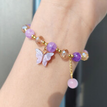 Pulseira de cristal em formato de borboleta, estilo clássico.