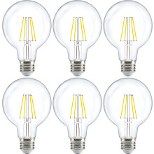 Ampoules à filament Edison Sunco G25 (lot de 6), 500 lm, 5 W (équivalent 60 W), lumière du jour 5 000 K, dimmables, culot E26, transparentes,