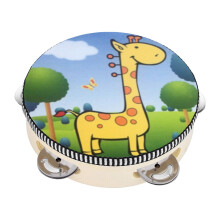 Kids Red Wooden Handheld Tambourine with Single Row Metal Jingles, 3.9" Educational Rhythm Instrument – Gift for Church/Party