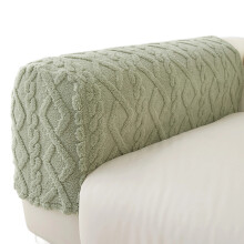 Sofa Arm Cover for Comfort Protective Nonslip Fuzzy Plush-Green