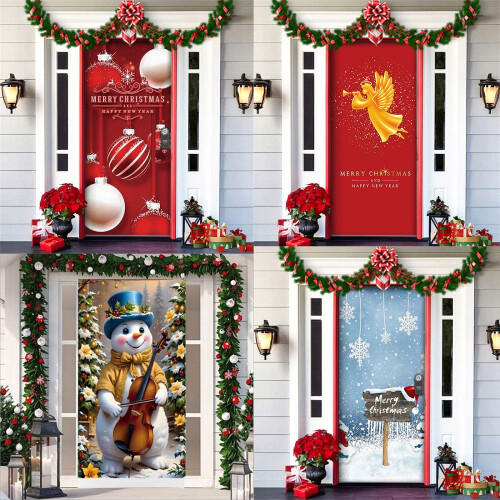 Kerstdeurhoes van polyester met kleurverloop (1 stuk) 1