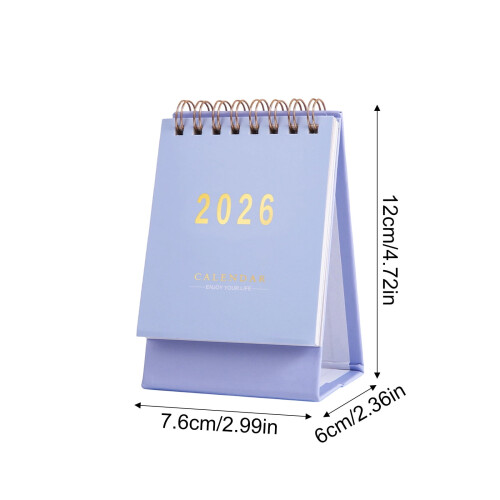 Mini skrivebordskalender2026Pink dobbelttrådsbundet 1