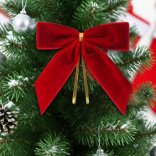 10 rote Samt-Weihnachtsschleifen – Baumspitze, Geschenkverpackung & Kranzdekoration, festliche Wohnaccessoires, großer Schmuck – kompatibel mit