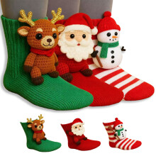 Chaussettes 3D en maille à motifs animaux, double épaisseur de coton (paire)