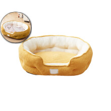 Katte- og liten hundeseng – fløyel og fleece, 48x40 cm, makron