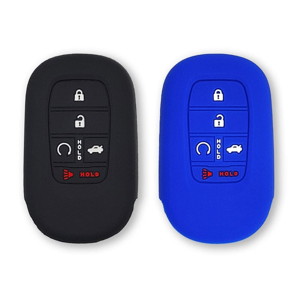 Silicone Key Fob Cover For 2022Â2025 Honda Civic, Accord, Hr-V, Cr-V, Sport, Si, Ex, Ex-L, Touring Â 2 Pcs ( & Blue) Black/Blue 9405492943674