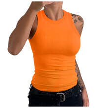 Women's backless tank top orange M