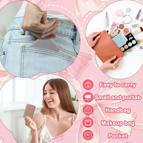 Conjunto de 6 espelhos de bolso dobráveis e portáteis de 4,2 polegadas – Compactos, ultrafinos, para viagens e uso doméstico, rosa – Ideais 2