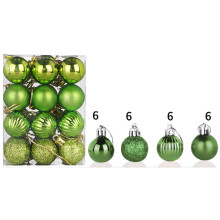 24Pcs Mini Shatterproof Christmas Balls Ornaments, Green Hanging Baubles for Tree, Holiday & Wedding Decor