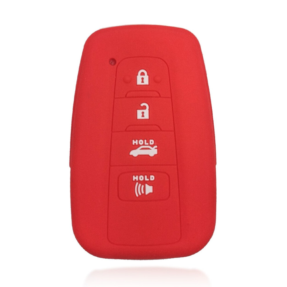 Silicone 4-Button Smart Key Fob Cover For Toyota Camry/Rav4/C-Hr/Prius/Avalon/Corolla Â Compatible With 2017Â2020 Models Red 9405492944244