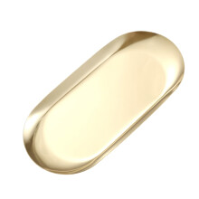 Plateau décoratif ovale élégant en acier inoxydable pour accessoires de maquillage et présentoir à bagues