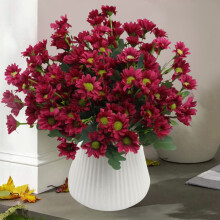 Lot de 5 chrysanthèmes artificiels pour l'extérieur, fausses fleurs d'automne, chrysanthèmes en plastique pour jardinières, décoration automnale