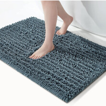 Tapis de bain en microfibre douce et moelleuse, absorbant et antidérapant, lavable en machine, pour baignoire/douche (51 x 81 cm, bleu poudré)