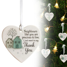 Thank You Neighbours Heart Ornament, Acrylic Sea Glass