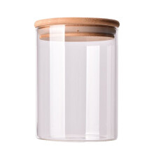 Bocal en verre avec couvercle hermétique, récipient de conservation des aliments, grand bocal transparent en bambou, pour café en grains, bonbons,