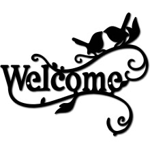 Décoration murale en métal : Sculpture silhouette d’oiseaux sur une branche – Plaque en fer pour intérieur/extérieur, compatible avec la