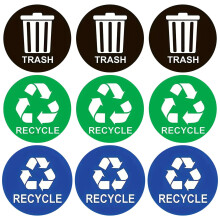 Étiquettes autocollantes pour bac de recyclage, rondes, 12,7 cm (5 pouces), 9 pièces