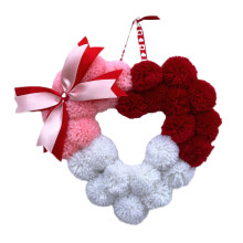 Couronne de fleurs en forme de cœur pour la Saint-Valentin, à décorer avec votre porte d'entrée – 28 x 24 cm, décoration symétrique,