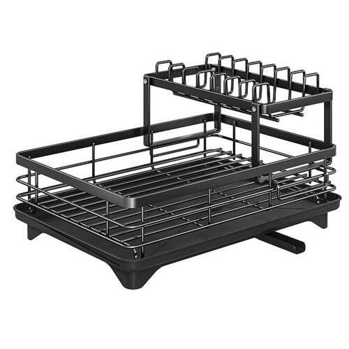 Double Layer Dish Rack For-   Black standard versi