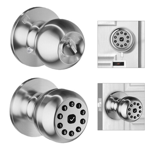 Keyless Entry Door Lock Electronic Code Door Knobs Round Knob Electronic Lock with Password Unlocks for Front Door 1
