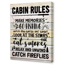 Tableau mural sur toile « Règles de la cabane » pour camping-car ou maison au bord du lac