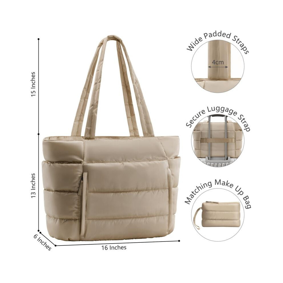 Puffer Tote Bag for Women Quilted Lightweight 15.6-inch