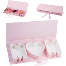 Boîte cadeau moderne en carton à remplir « MAMAN » : Boîte cadeau vide pour composition florale pour la fête des mères, rose, 54,8 x 19,5 x