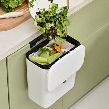 Poubelle murale avec couvercle anti-odeurs, bac en plastique peu encombrant pour la cuisine – Installation facile et utilisation quotidienne