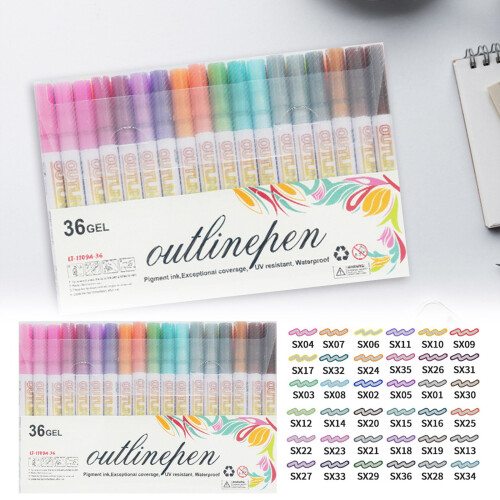 Glitzernde Metallic-Gel-Konturmarker, 36er-Packung 1