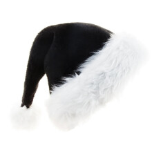 Bonnet de Noël en peluche noire, confortable et élégant, idéal pour adultes et enfants. Décoration de Noël et autres fêtes.