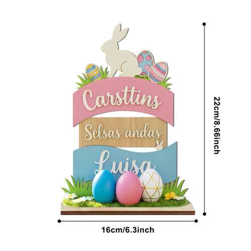 Tischkarten-Set mit Osterhasen aus Holz, 5er-Set 2