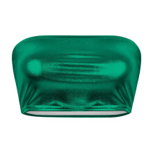 Top a fascia da donna in pelle tinta unita, top a tubo per spettacoli dal vivo e serate in discoteca, Z02 Verde, 2XL