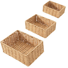 Set van 3 kleine handgemaakte opbergmanden van natuurgras voor