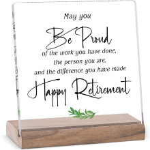 Cadeaux de retraite pour hommes et femmes – Plaque acrylique avec support en bois, décoration « Bonne retraite », idéale pour un collègue,