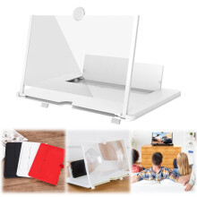 Formhéadaitheoir Scáileáin Fóin Ultra-HD3D, Seasamh Fillte 14", Comhoiriúnach le Gach Fón Cliste (Bán)