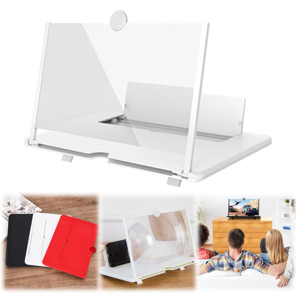 Ultra-Hd 3D Phone Screen Magnifier 12" Foldable Stand, Compatible With All Smartphones (White) White 9422877373079
