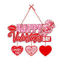 Décoration de porte pour la Saint-Valentin : étiquettes en forme de cœur en acajou, panneaux de bienvenue pour porche de style campagnard,