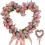 Pink Floral Heart Wreath with Grape Base 14 in 1