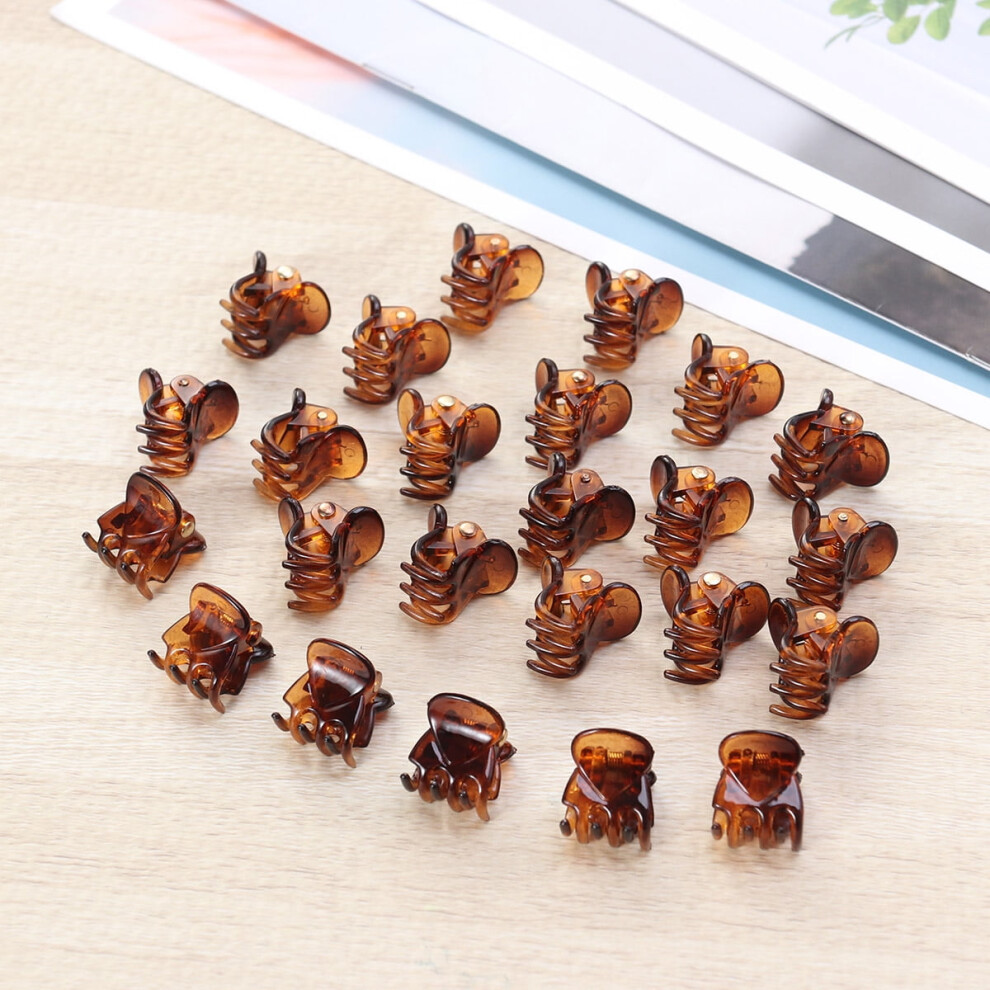 OUNONA mini jaw clips octopus style brown 24 pcs